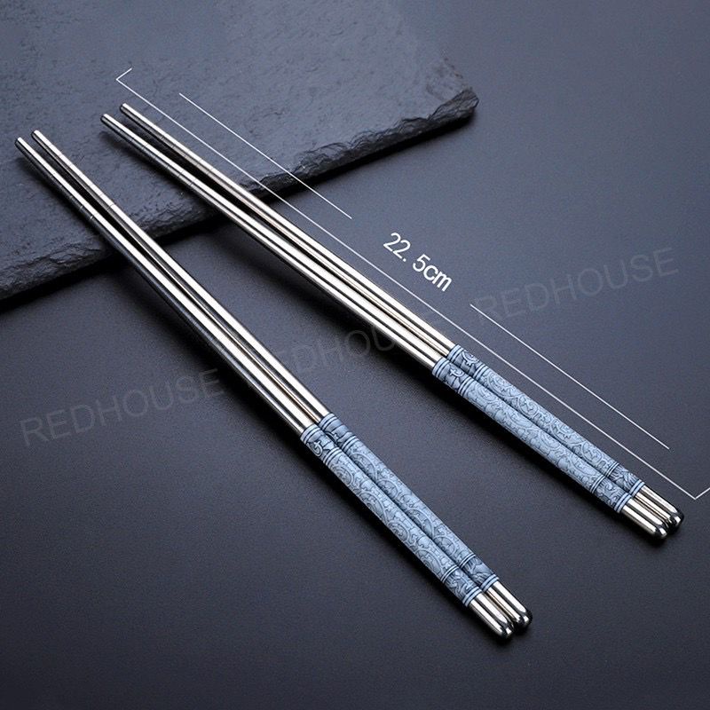 Sumpit Stainless Steel isi 5 pasang - Stainless Chopstick 5 set / Warna Random