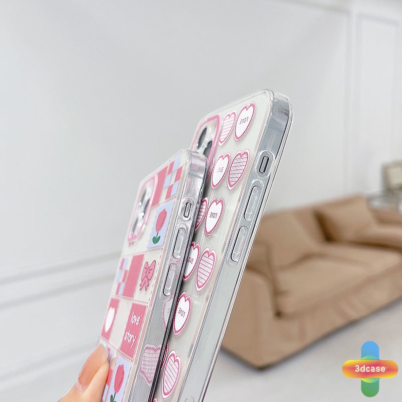 Case HP OPPO A16 A95 A57 A55 A7 A15 A54 A5S A3S A76 A96 A5 A9 A31 A53 A33 2020 A12 A1K A16E A16K A54S Reno 7 5 4 6 8 5F 5K 4F 4 5 06 Lite A74 A15S A52 A11K A92 A35 A11 A93 A32 A72 A94 A53S F19 F17 21 PRO A16S A77 A57S A57E Pink Love Heart Transparent Case