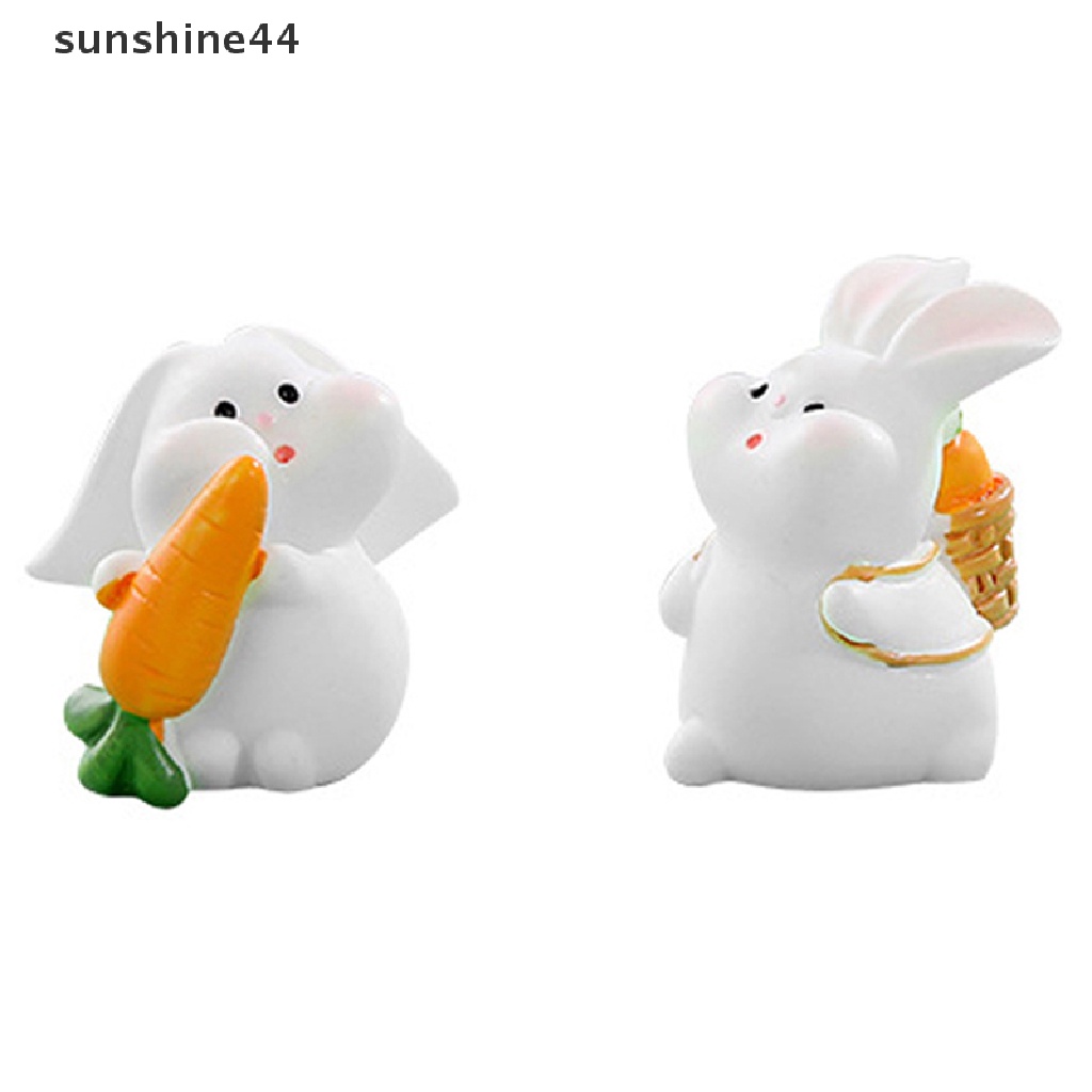 Sunshine Mainan Miniatur Kelinci / Wortel Bahan resin Untuk Dekorasi Rumah Boneka