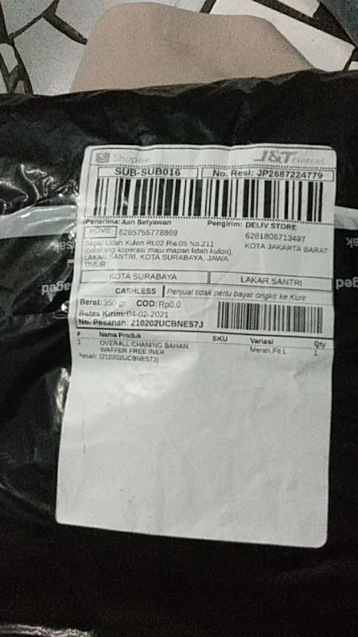 Deliv Store- Overall Chaining Bahan Waffer Free Daleman