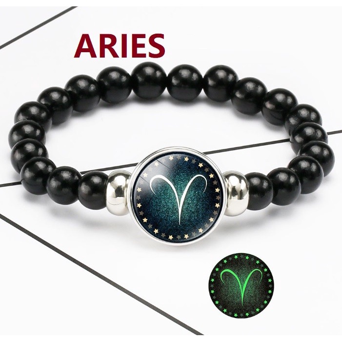 Gelang Kayu Kulit Asli Zodiak Zodiac Astronomy Trendy Pria Wanita