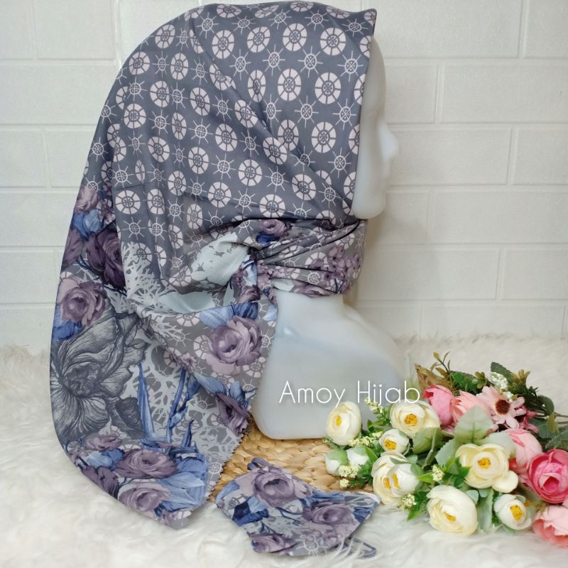 VOAL MIRACLE PRINT MOTIF FREE MASKER BY UMAMA SCARF |VOAL LASER CUT