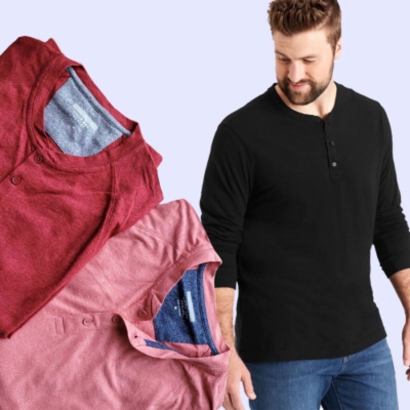 [2 COLOURS] BANANA REPUBLIC QUICKDRY HENLEY TEE - Kaos Pria Lengan Panjang Branded