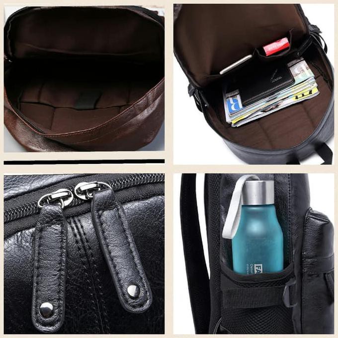 Tas ransel punggung kulit pria / Tas cowok bodypack laptop import