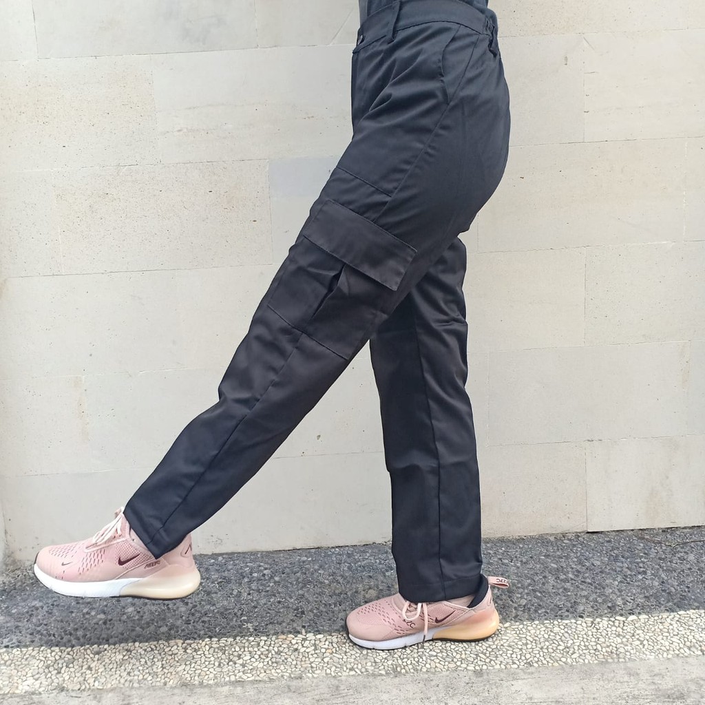 CARGO BLACK PANTS CELANA CARGO PRIA WANITA UNISEX