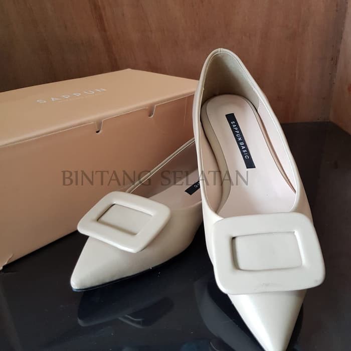 SAPPUN REILLY SQUARE STILETTO HEELS 1CM COLOR BEIGE