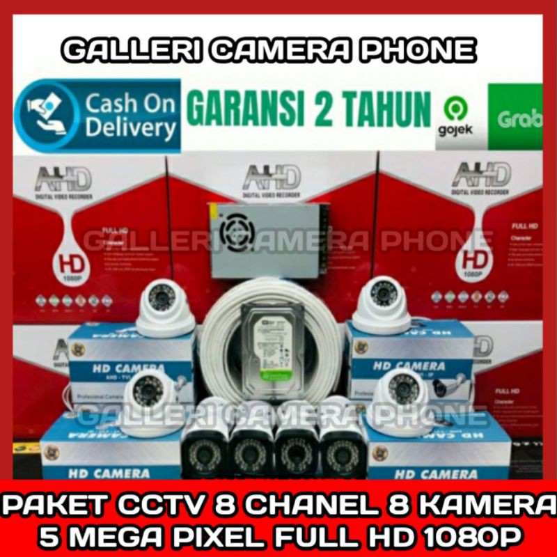 PAKET CCTV 8 CHANNEL 8 KAMERA FULL HD 1080P 5MP KOMPLIT