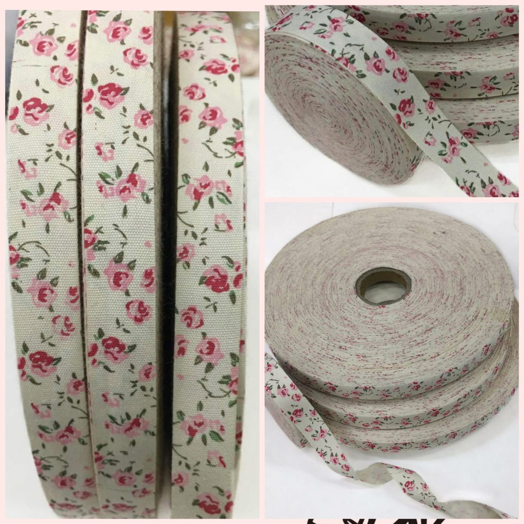 1 Yard - PITA KATUN MOTIF BUNGA | PITA KADO | PITA HAMPERS SIZE 1.5 CM