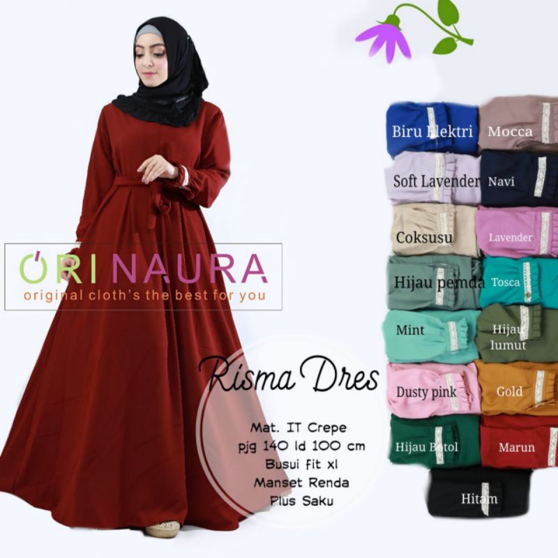 Gamis Polos Risma Dress ori Naura