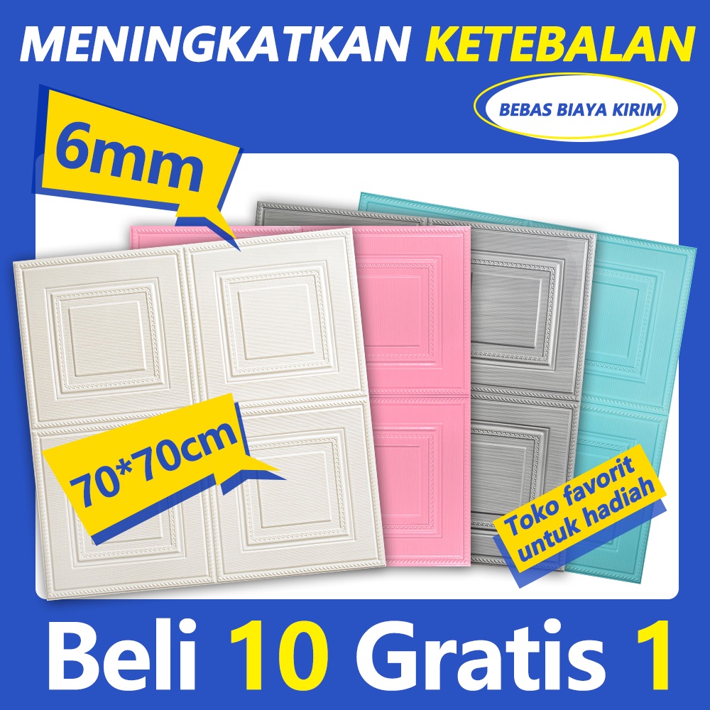 [COD PROMO Paket 10 Gratis 1] 70x70cm 6mm Tebal Wallpaper Dinding 3D Foam Kotak Batu Bata  Stiker Ti