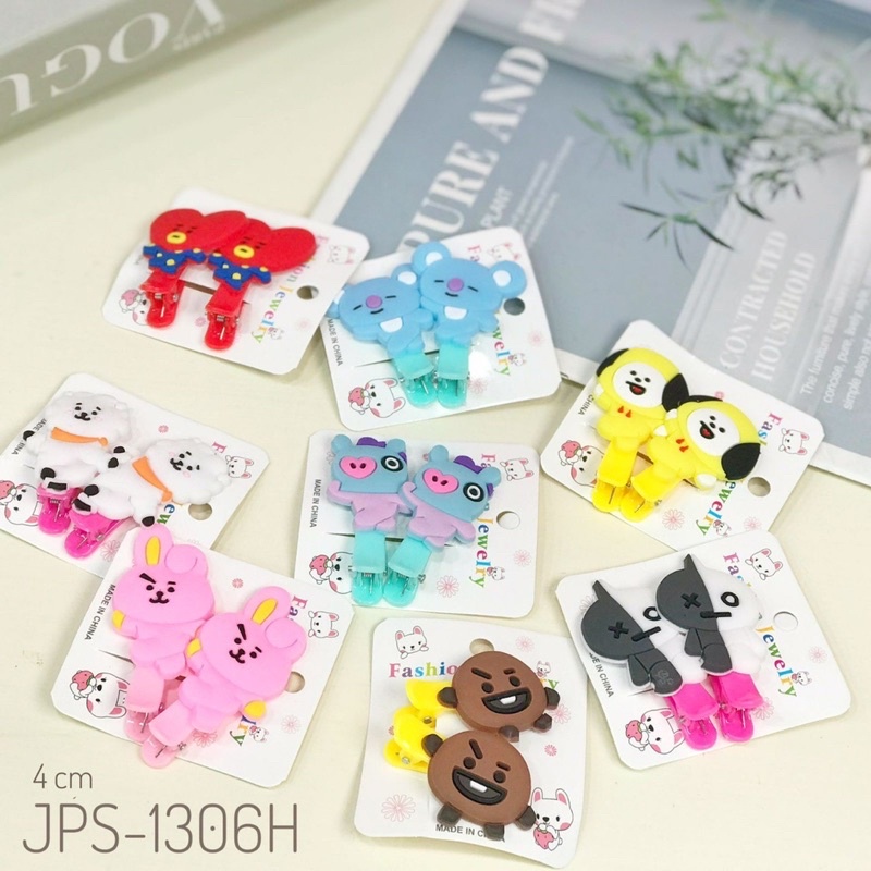 jepit rambut anak psgn set isi 2 bt21 kpop korea ps21 hairclips