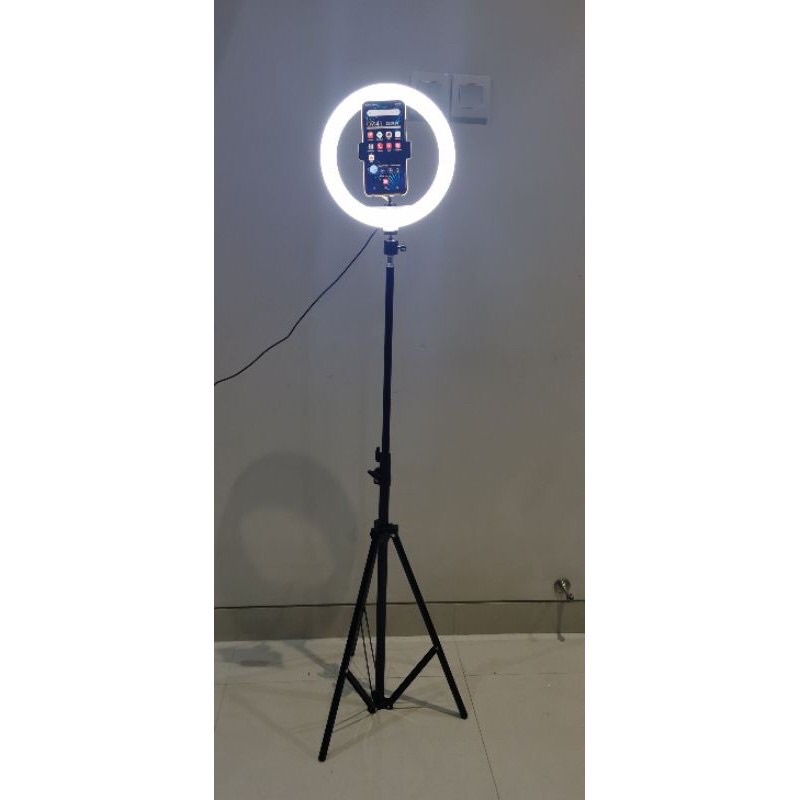 Ringlight LED 26cm / Lampu Ring LED 26 cm + Tripod 2.1 m / Lampu Selfie Make Up vlog / Lampu Tiktok / Ringlight 26cm + Tripod 2.1m + Holder Hp / Lampu Ring Light MUA / Lampu Live Streaming