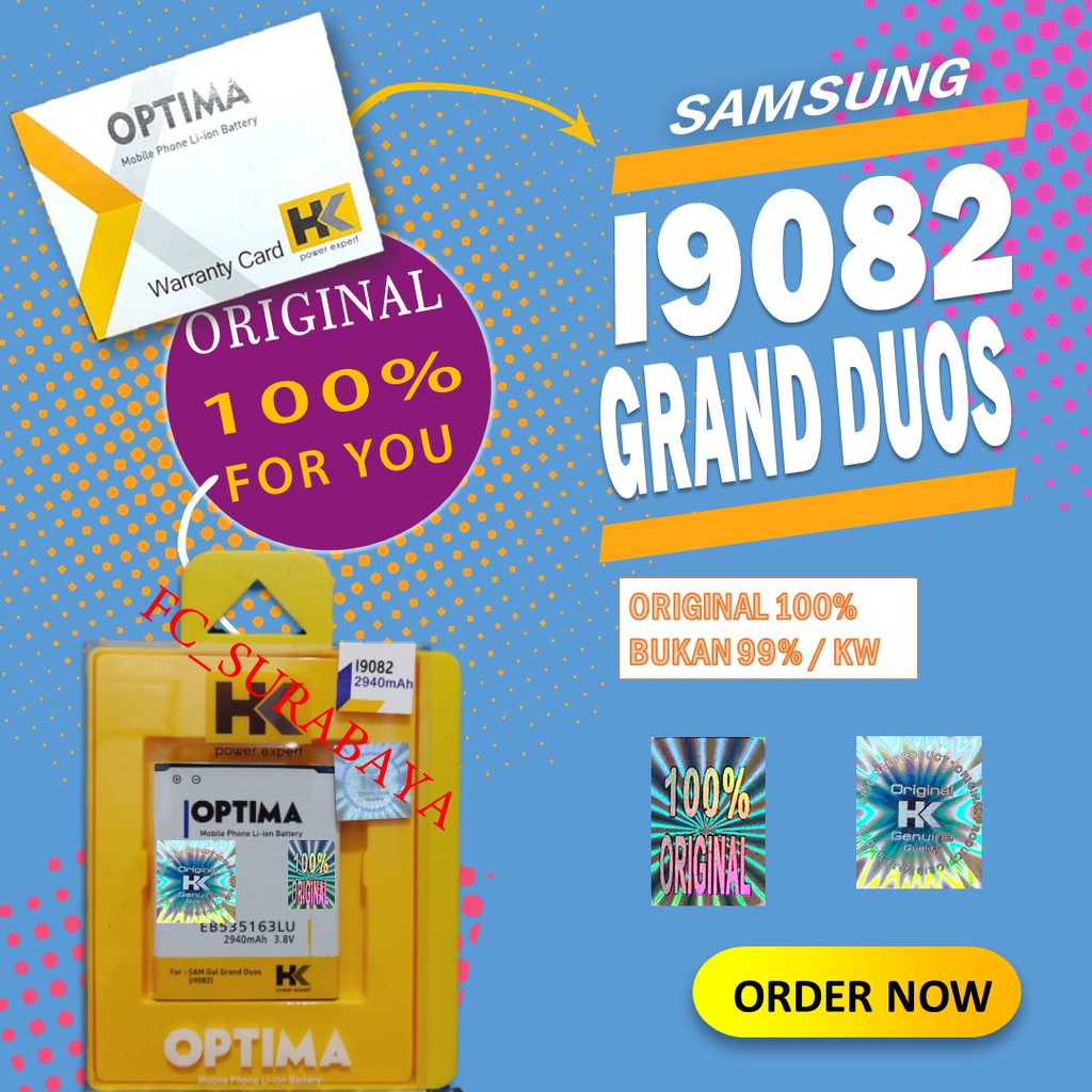 ( LANGSUNG GUDANG )HK I9082 BATERAI SAMSUNG GRAND DUOS I9082 DOBEL POWER HK
