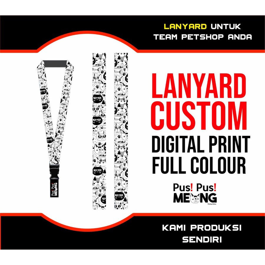 

LANYARD CUSTOM DIGITAL PRINT 2 Sisi Tali 2 cm Plus Gantungan