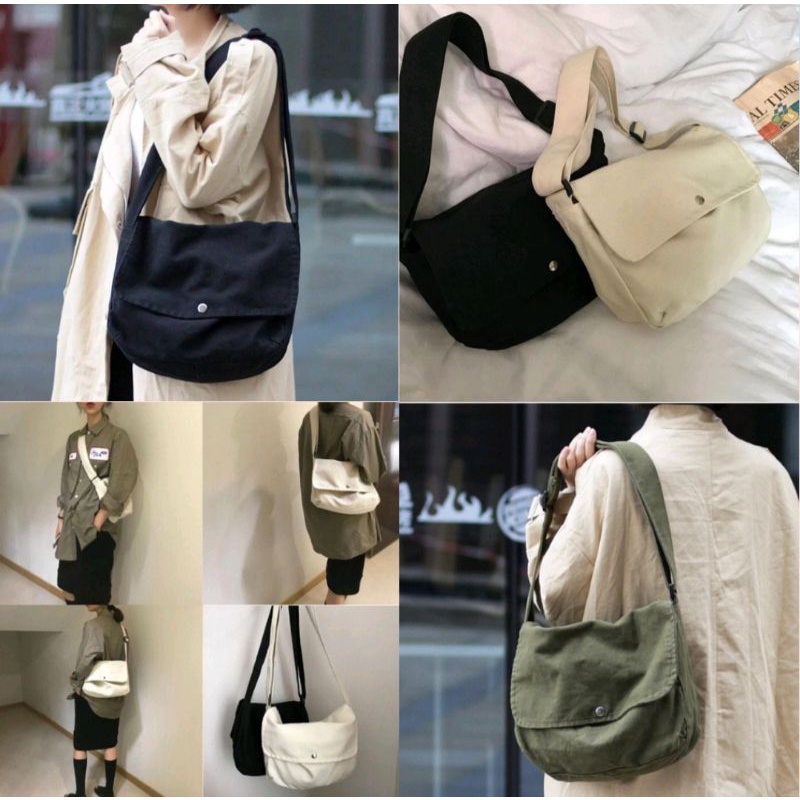 Tas Selempang Kanvas Vintage | Tas Korea Kekinian