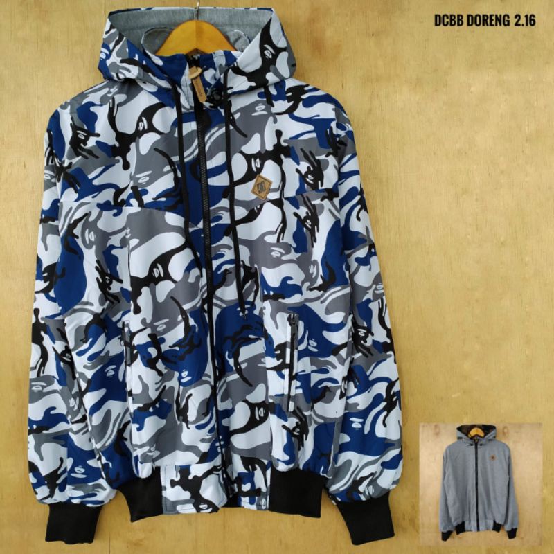 0Jaket Bb Loreng Army Jaket Parasut Bolak balik Pria/ wanita Jaket 2in1 Bb Dc Jaket Doreng / jaket r