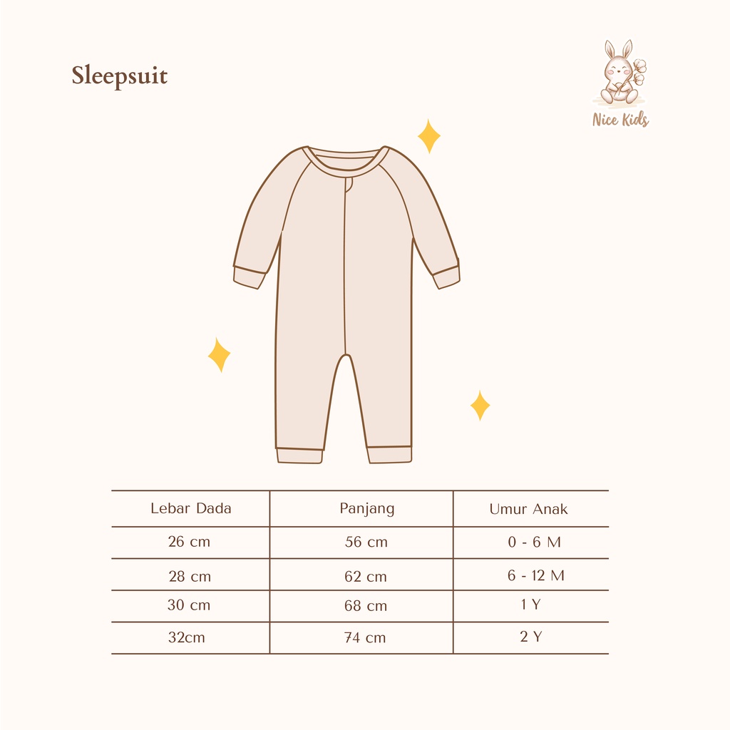 [REJECT SALE] Defect Sleepsuit Nice Kids (Baby Sleepsuit 0 Bulan - 2 tahun)