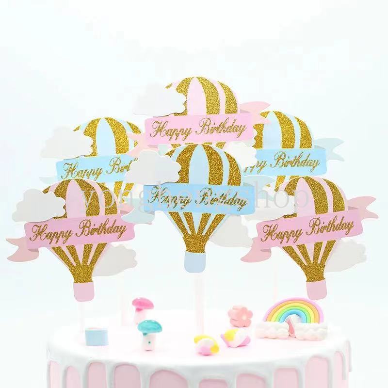 3 Pcs / set Topper Kue Bentuk Balon Udara Awan Shining Untuk Dekorasi Pesta Ulang Tahun