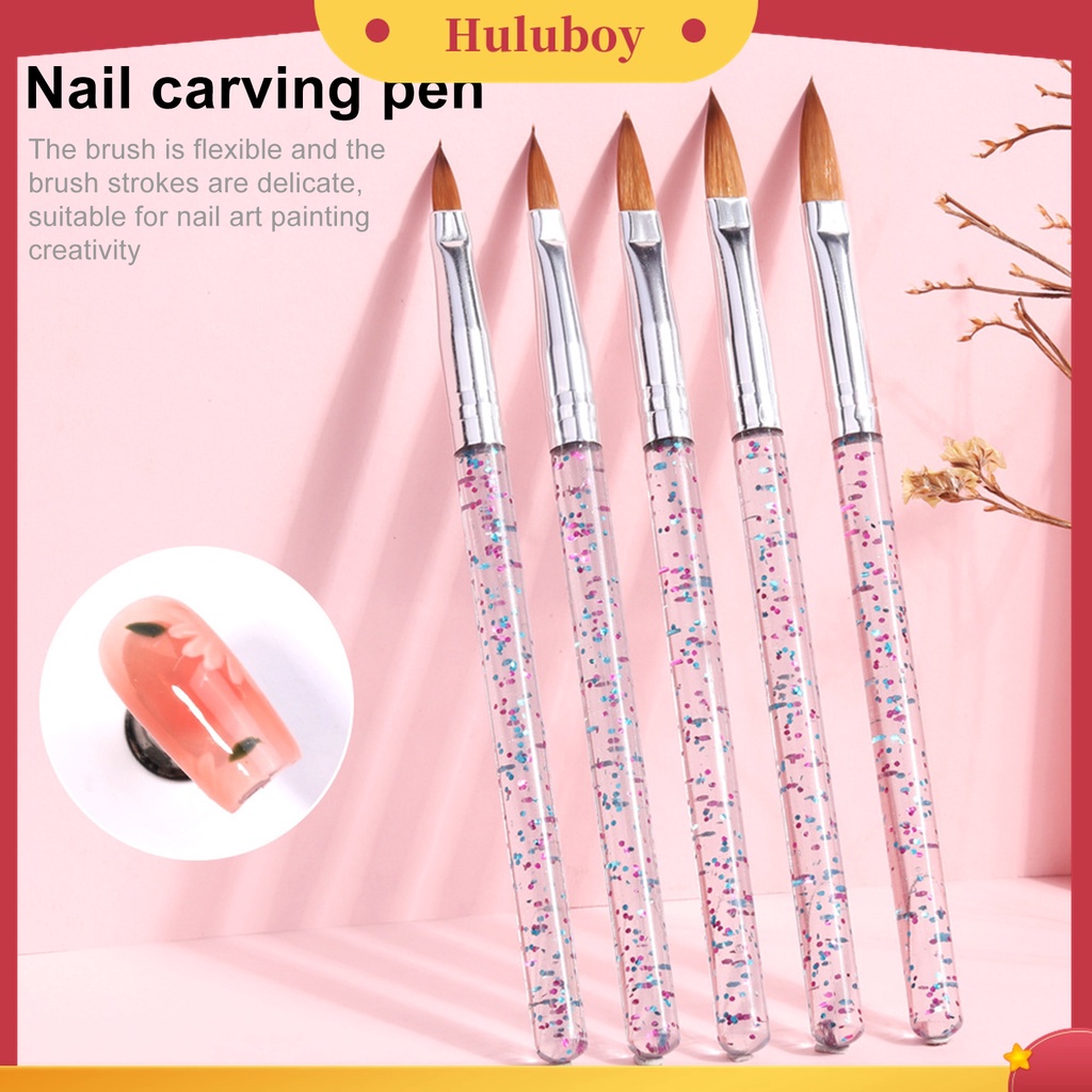 Huluboy Huluboy♡ 5pcs / Set Brush Nail Art Multifungsi Ujung Lembut Ultra Tipis Untuk Manicure DIY