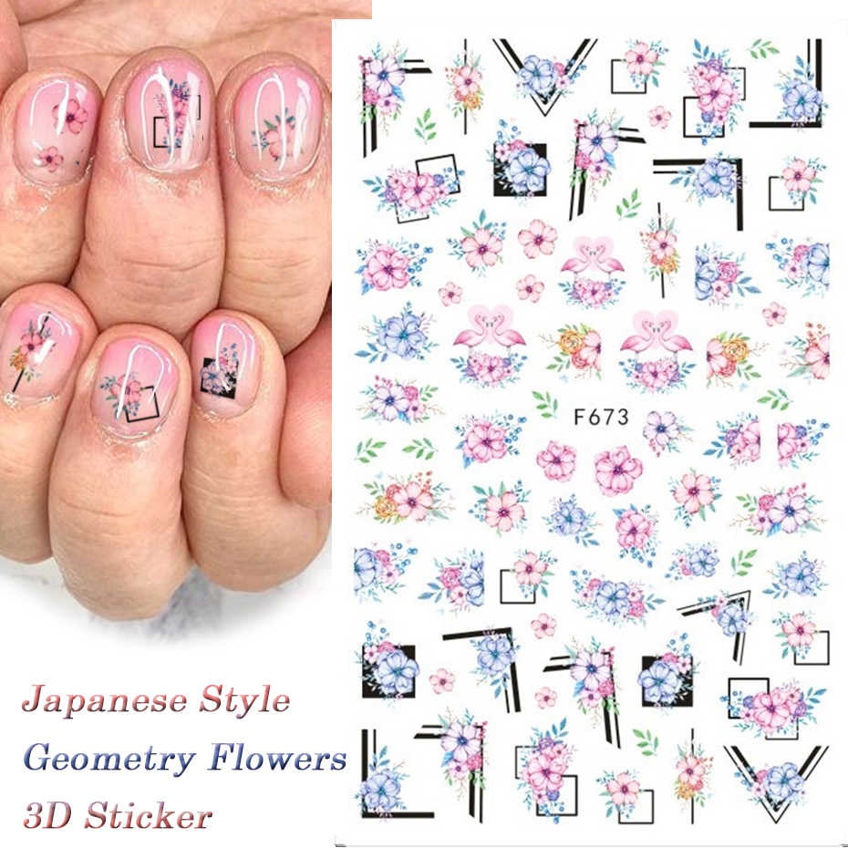 FLOWERS SERIES Ultra Thin Nail Stickers Stiker Kuku Bunga