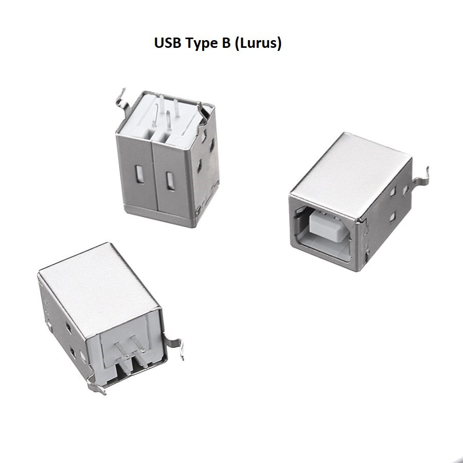 Jual USB Socket Jack Type B DIY Female Connector 4 PIN (LURUS & SAMPING ...