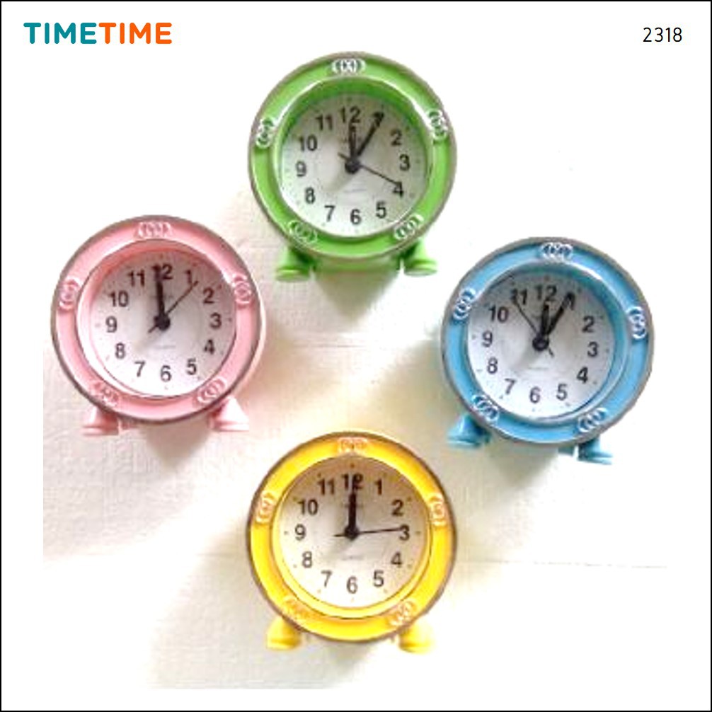 Jam Meja Alarm Clock Bulat Warna Warni Free Baterai 2318