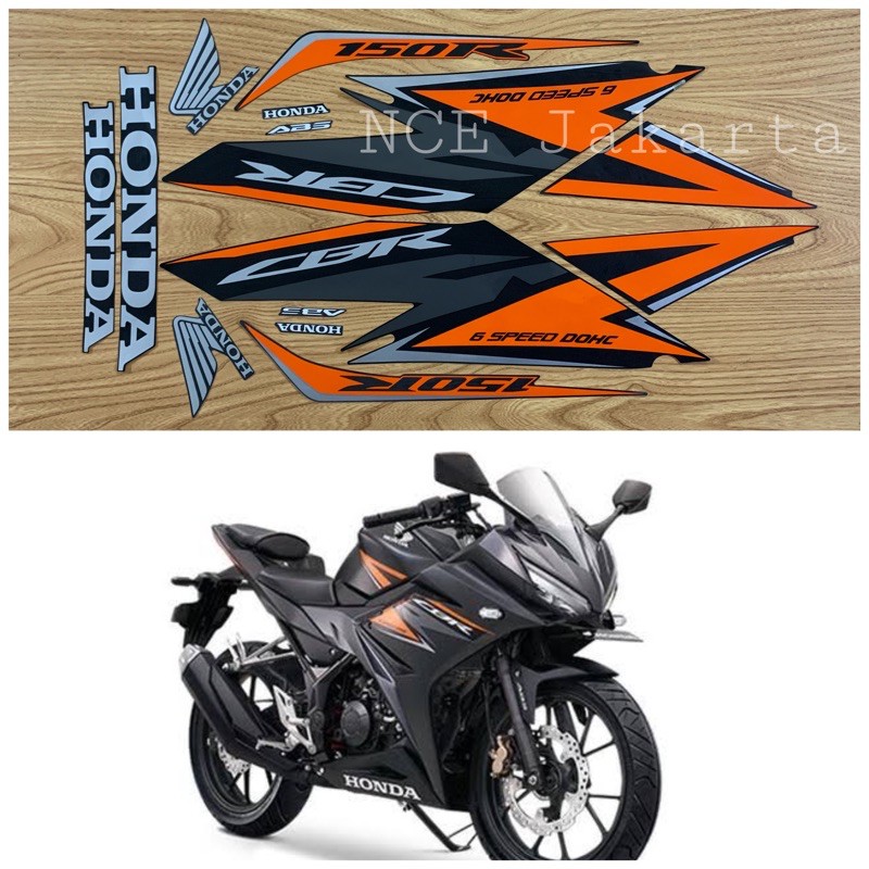 STIKER STRIPING CBR150R CBR 150 R TAHUN 2019 BLACK MATTE HITAM DOFF ORANGE