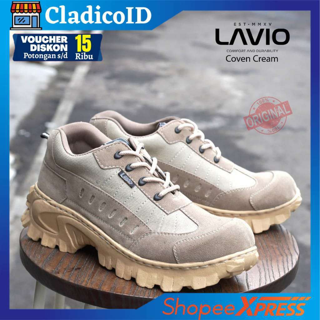 SEPATU SAFETY PRIA UJUNG BESI ORIGINAL KERJA LAPANGAN PROYEK OUTDOOR HIKING SEPTI SEFTY LAVIO COVEN