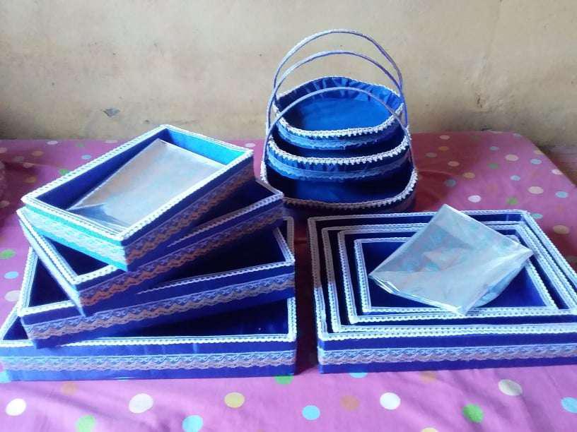 Keranjang Hantaran / Seserahan Pernikahan Warna Biru + Free 3 Pcs Plastik Parcel