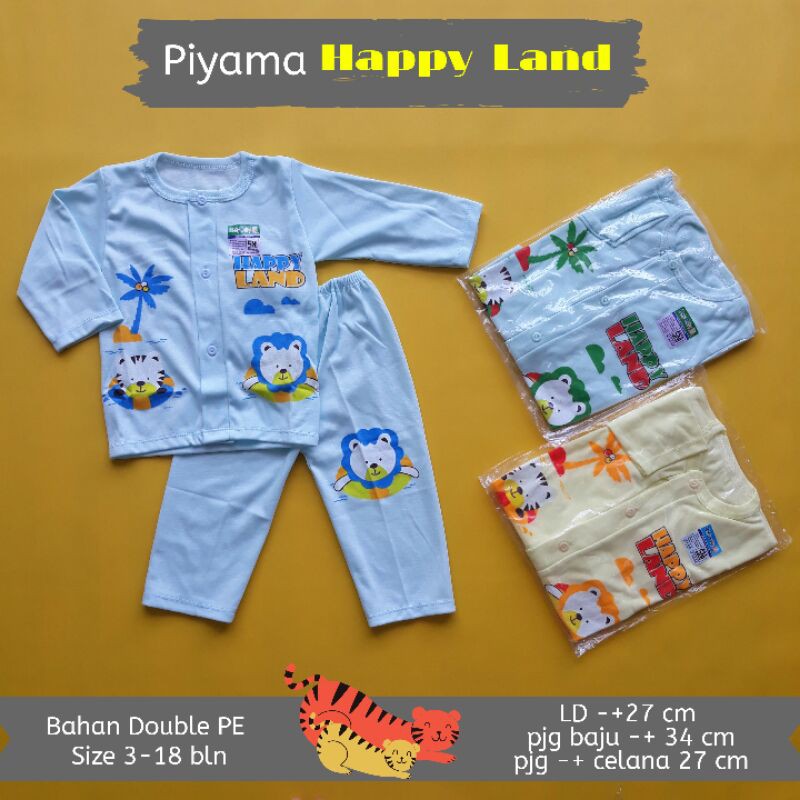 setelan panjang piyama bayi happy land