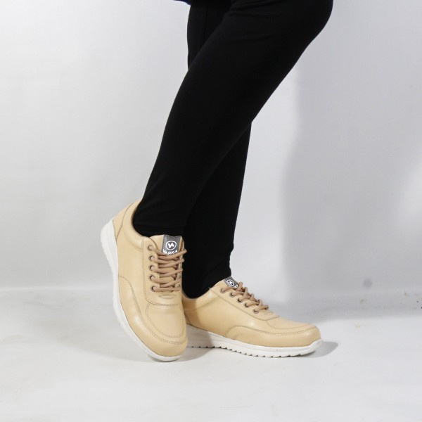 Sepatu Sneakers Wanita Terbaru V 3861 Brand Varka Sepatu Kets Kuliah Kerja Hangout Wanita Trendi Berkualitas - Krem