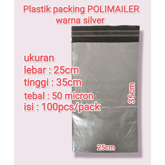 Polymailer silver ukuran 25x35/ plastik packing