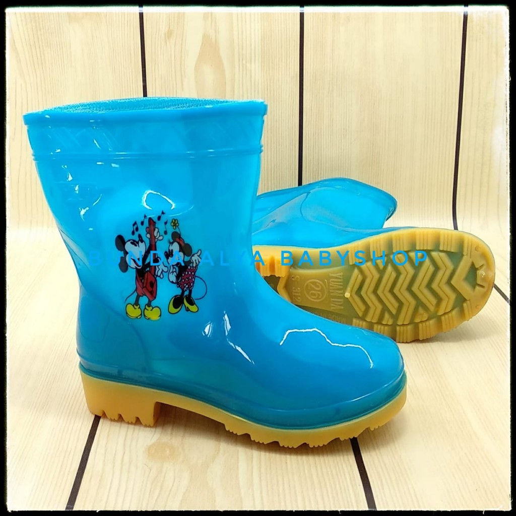 Sepatu Anak Laki Boot Hujan Usia 2 3 Tahun Motif Kartun Lucu - Sepatu Boot Hujan Anti Air BIRU MUDA Boots Hujan Anak