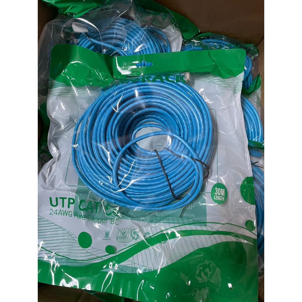 Patch Cord CAT5e, 24AWG, 30 Meter Blue / White / Yellow - INDORACK 30 Meter