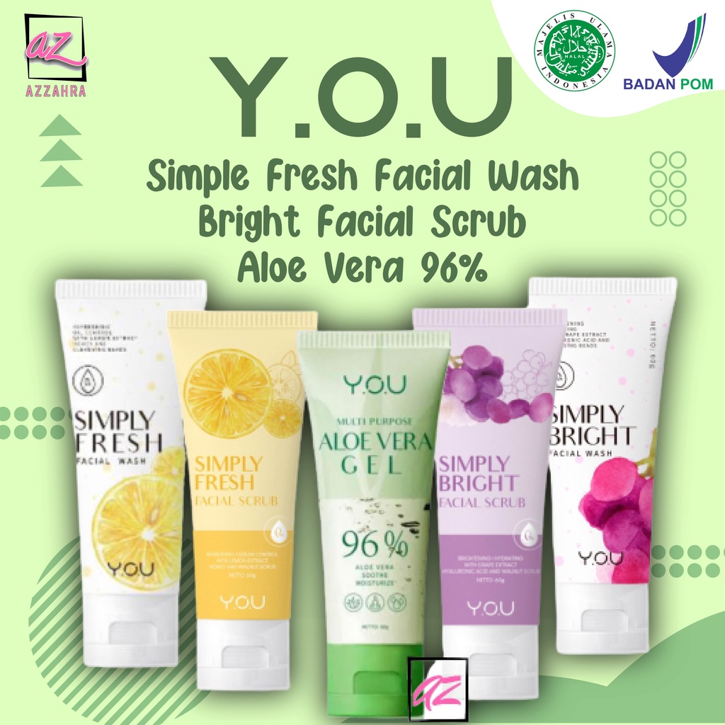 YOU Simple Fresh Facial Wash / Bright Facial Scrub / Aloe Vera 96%