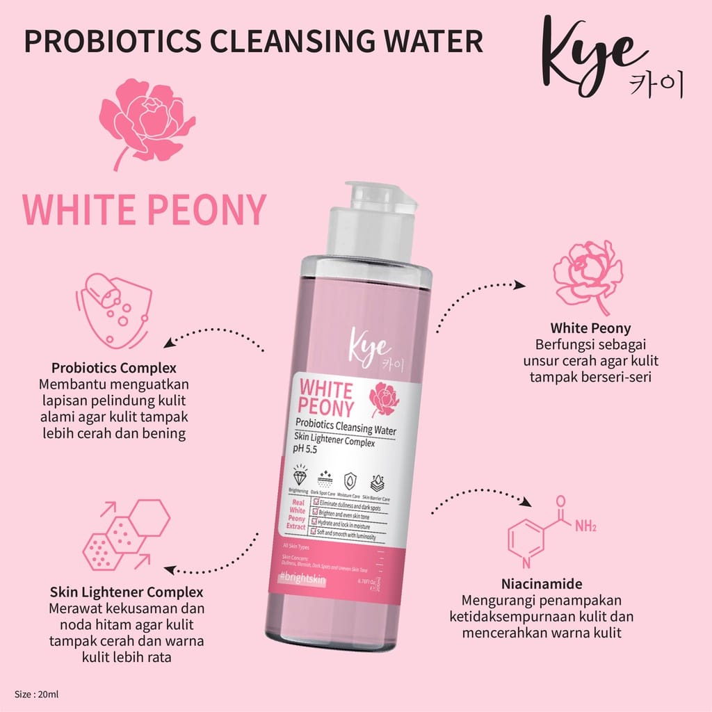 KYE CLEANSING WATER 200ML MICELAR PEMBERSIH MAKE UP WAJAH PENGHAPUS