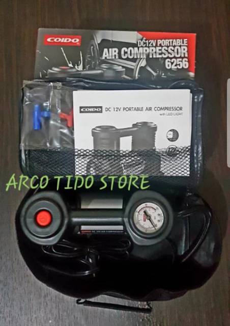 Pompa Ban Mobil - Super Inflator Coido 6256 dilengkapi lampu.