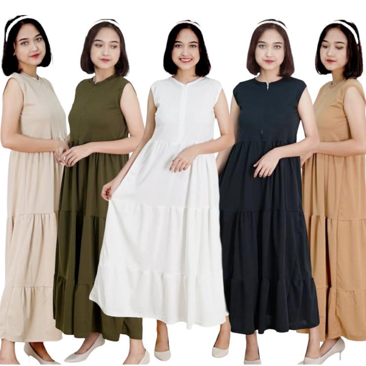 BEFAST - ZFS OOTD Wanita Dress Wanita NARIYA / INNER DRESS MAXI CREPE / Dress Wanita / LongDress Kekiniaan Remaja Wanita / Dress Tak Berlangan / Dress Polos Trendy / Terlaris