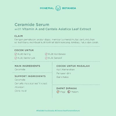 [BPOM] Mineral Botanica Ceramide With VIT A &amp; CICA CENTELLA ASIATICA EXTRACT Serum 20ML