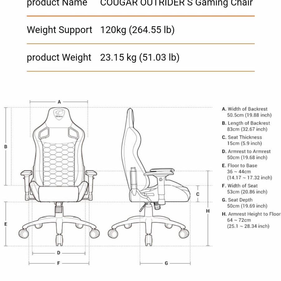 Cougar Outrider S Royal Gold Gaming Chair Kursi Gaming Premium Quality