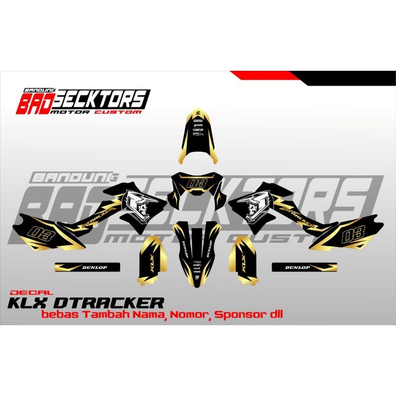 DECAL KAWASAKI DTRACKER KLX BF KLX GORDON FULL BODY GRAFIS GOLD