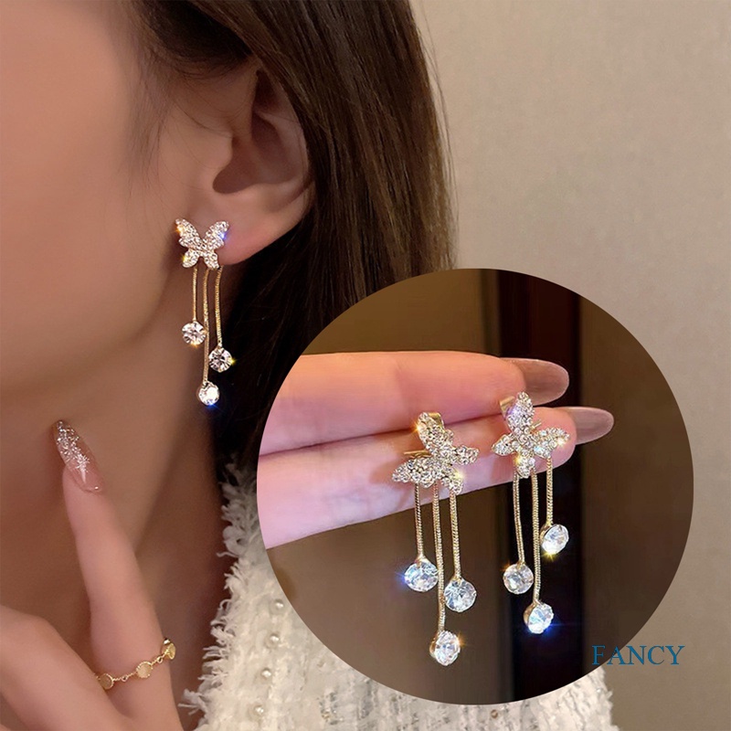 Anting Rumbai Panjang Desain Kupu-Kupu Untuk Wanita Butterfly