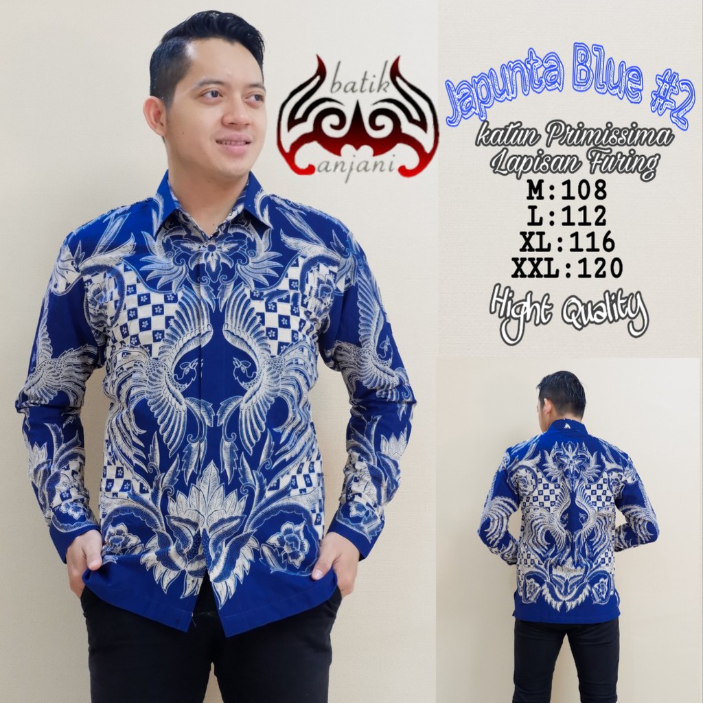 JAPUNTA BLUE 2 ANJANI KEMEJA BATIK SOLO PRIA LENGAN PANJANG LAPIS FURING ATASAN BATIK PREMIUM MODERN KATUN HALUS KOKO ARDHANA CREAM KOKO ARDHANA HITAM KOKO ARDHANA PLATINIUM KOKO ARDHANA NAVY BRAMALYA SKANDIA GURDHO PARI PAMUNGKAS PARANG SRUNING SOGAN