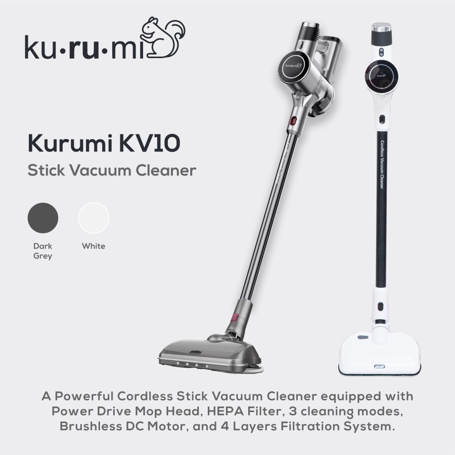 Kurumi KV 10 Powerful Cordless Stick Vacuum Cleaner with Power Drive