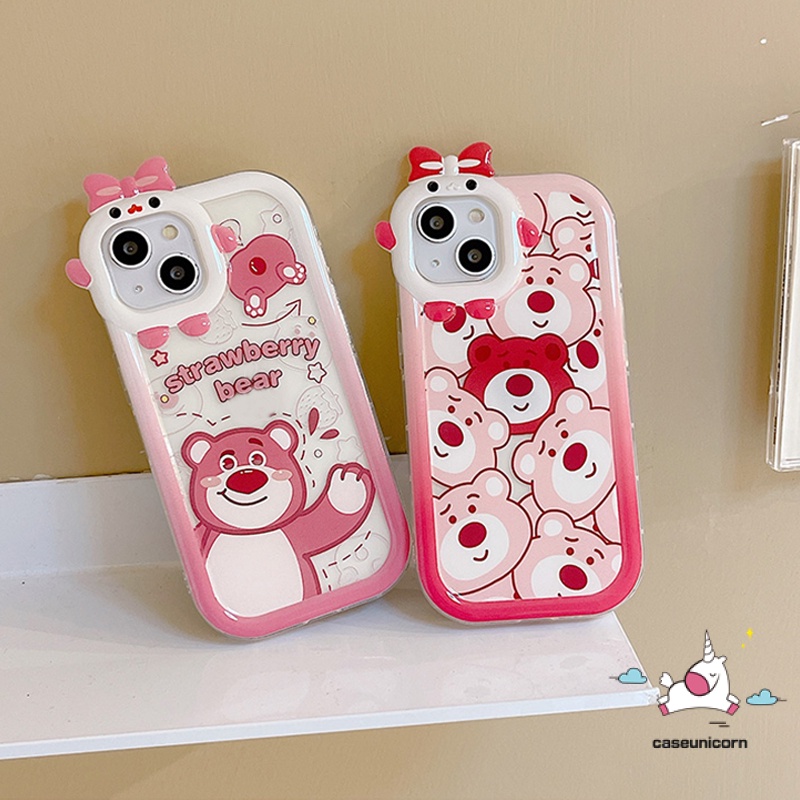 Case Desain Kartun Monster Beruang Strawberry Untuk Oppo A5s A55 A15 A57 2022 A17 A3s A12 A95 A17K A16 A5 A9 A54 A1K A53 A15s A31 A33 A7 A74 A96 A76 A16 Az A162 A9S A16