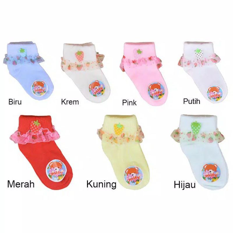 Kaos Kaki Ruffle Renda import (0-12 bulan)