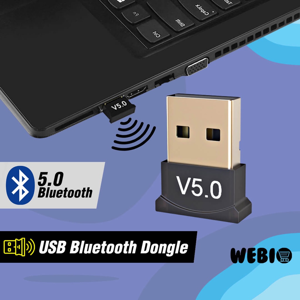 USB Bluetooth Adapter 5.0 Dongle Wireless Receiver PC Laptop Komputer Blutut Mini External