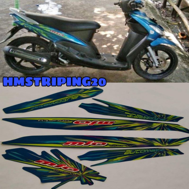 STIKER STRIPING LIS BODY YAMAHA MIO SPORTY TAHUN 2008 BIRU