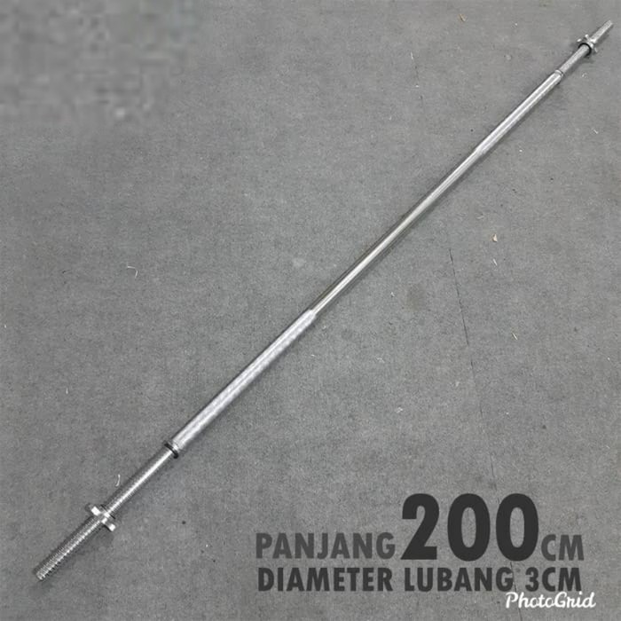 STICK SOLID DUMBEL 200CM CHROME BAR STIK BARBEL PANJANG LURUS GYM