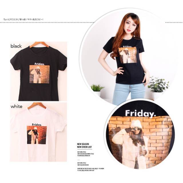 KAOS WANITA FRIDAY | KAOS SPANDEX PREMIUM | COD BAYAR DI TEMPAT | KAOS TERMURAH